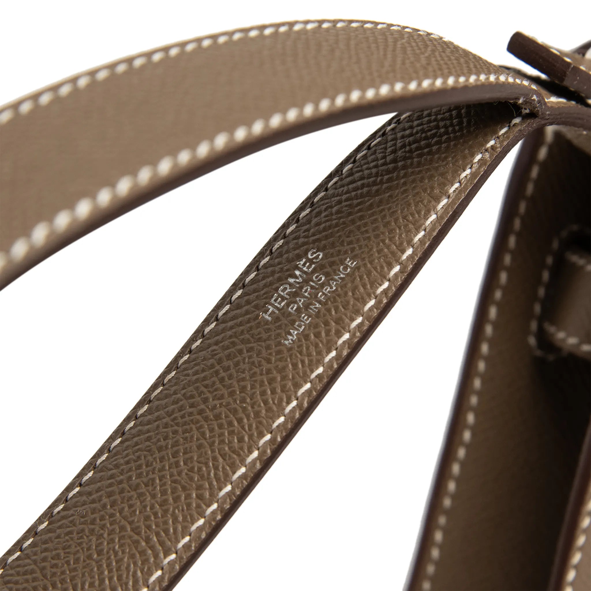 Detailed View of Hermes Paris Kelly Depeches 25 Epsom Etoupe Palladium Hardware H078397CK18